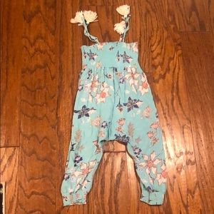 Jessica Simpson Floral Kids Jumpsuit - Aqua and Pink